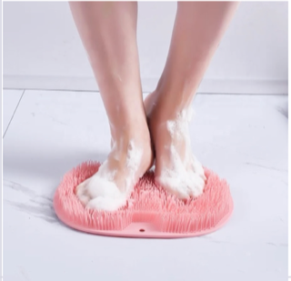 Épurateur de Pieds et de Dos de Douche, Laveur de Pieds de Douche, Brosse avec Antidérapant Ventouses pour Nettoyer et Masser les Pieds(rose)