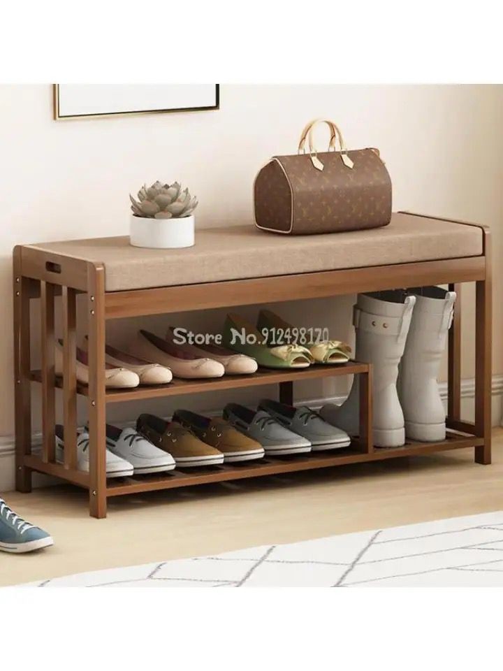 Tabouret à langer pour chaussures, armoire à chaussures intégrée, bois massif, long, léger, ménage