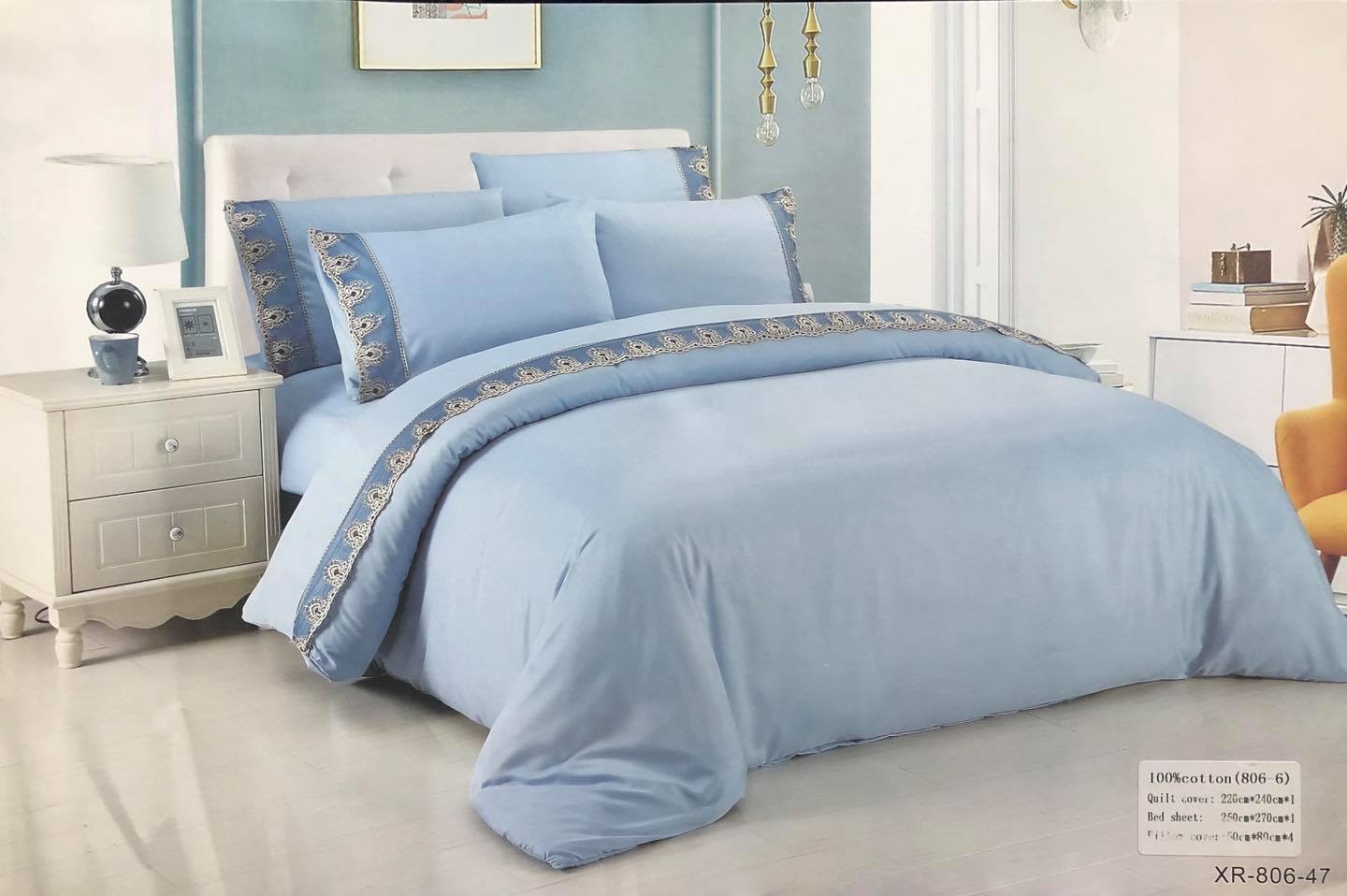 Drap De Lit En Coton 100% – 6 Pièces Et Oreillers