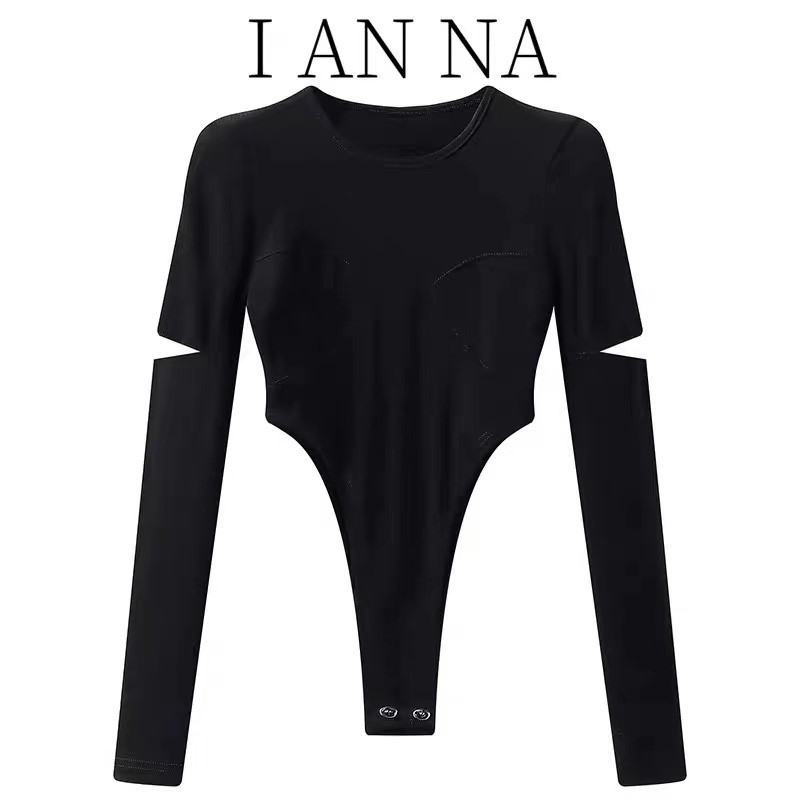 Combinaison Moulante A Manches Longues, Vêtement Sexy De Couleur Noire, Justaucorps A Coupe Haute, Pour Femme