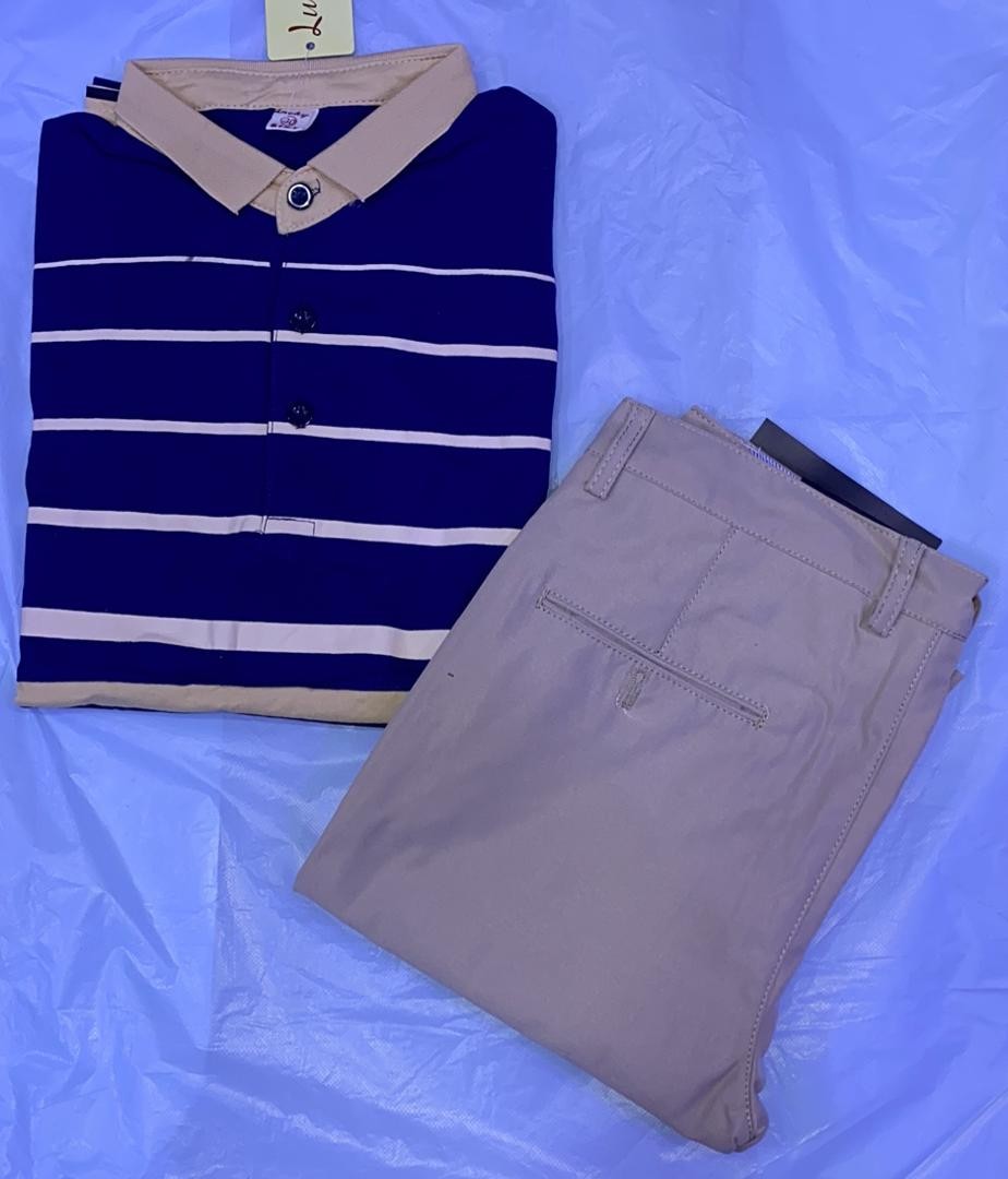 Ensemble Pantalon Et T-shirt Courte Manche En Coton Pour Les Les Garçons Âgés Des 9 À 12 Ans Pour  Les  Études, Les Cérémonies Les Événements