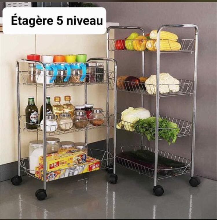 Etagère 4 niveaux, Rangement De Fruit, Metaltex Chariot multiusages 4 tages Revtement Polytherm
