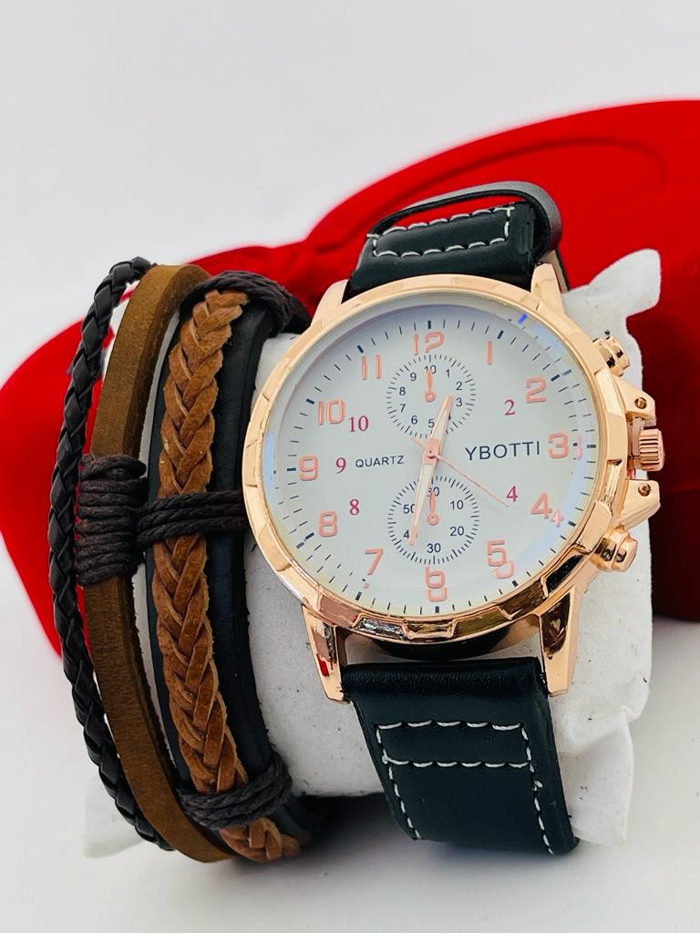 Ensemble 3 Pièces Montres Pour Hommes Avec Bracelets, Ensembles De Montres, Mode D'affaires, Montre À Pointeur Rond Décontracté Pour 03, Sports