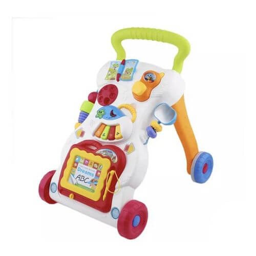 TROTTEUR BÉBÉ MULTIFONCTION AVEC ARDOISE ET LETTRES DE L’ALPHABET A PARTIR DE 7 MOIS