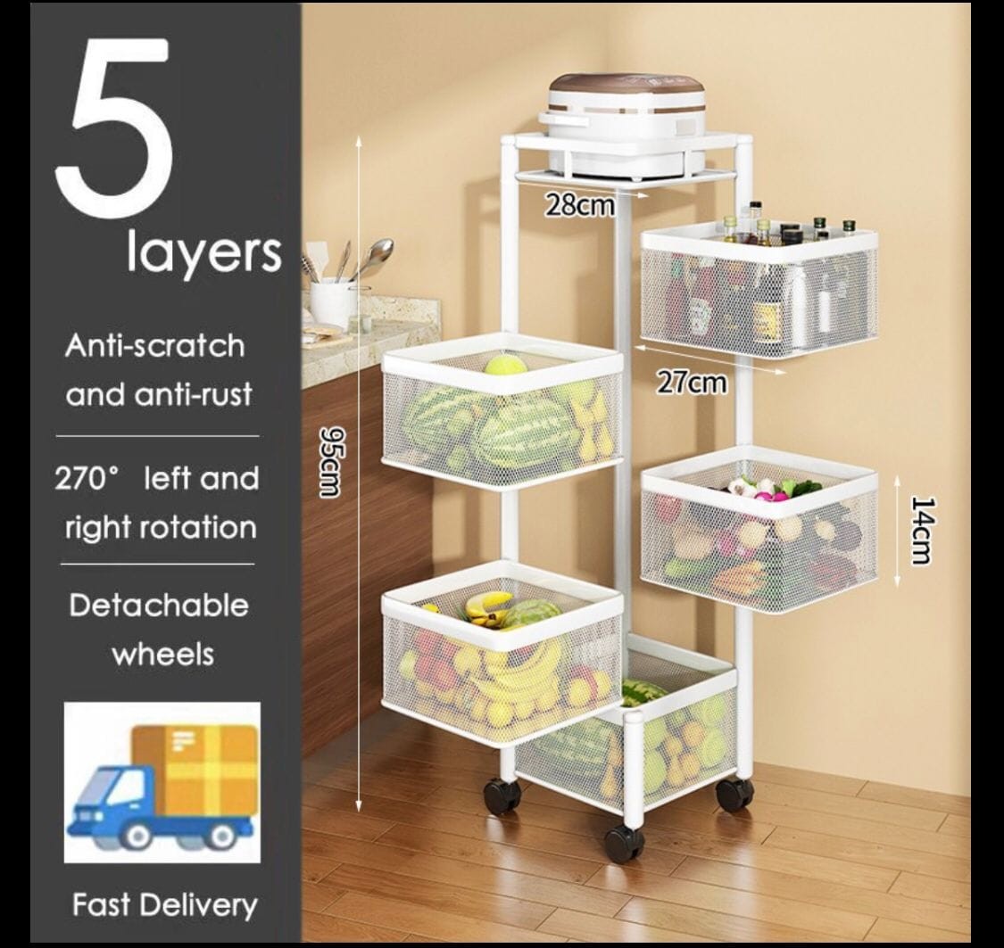 Étagère De Stockage Fruit Potager Rack De Pochettes Et Fruits De Cuisine Chariots De Rangement Pour La Maison