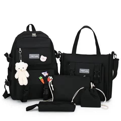Ensemble 5 Pièces De Sacs À Dos Kawaii Pour Femmes, Ensemble, Sacoches À Crayons Mochila Pour Lycéennes Et Adolescentes