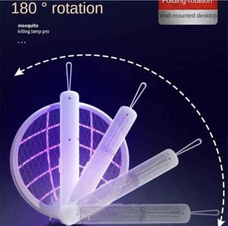 Raquette Anti Moustique Pliant 3000V. Rechargeable par USB avec Mode Automatique. Raquette Électrique Anti-Moustiques LED UV Mode Intelligent Protège la Chambre pendant le Sommeil.