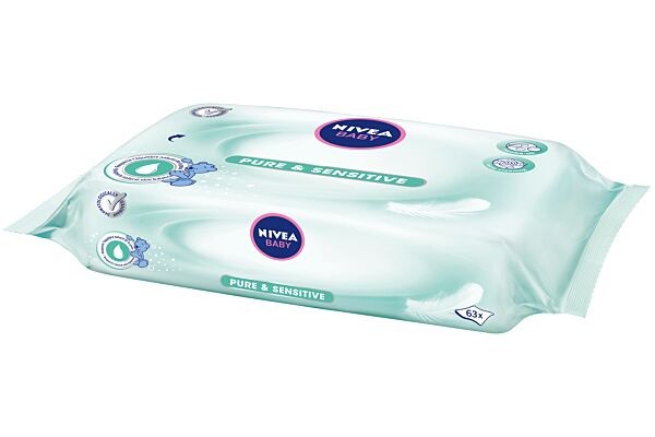 Nivea Baby Lingettes Pure Et Sensitive 63 Pièces Blanc