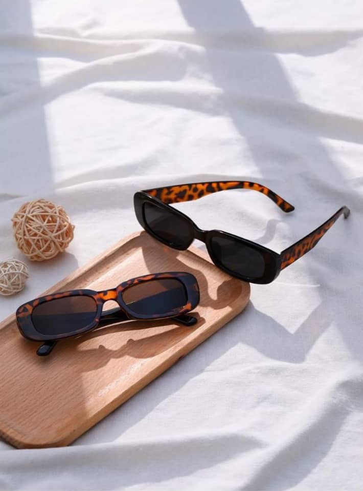 Cute Brown Square Glasses Square Sunglasses Retro Vintage Cyber Goth Fancy Dress Party