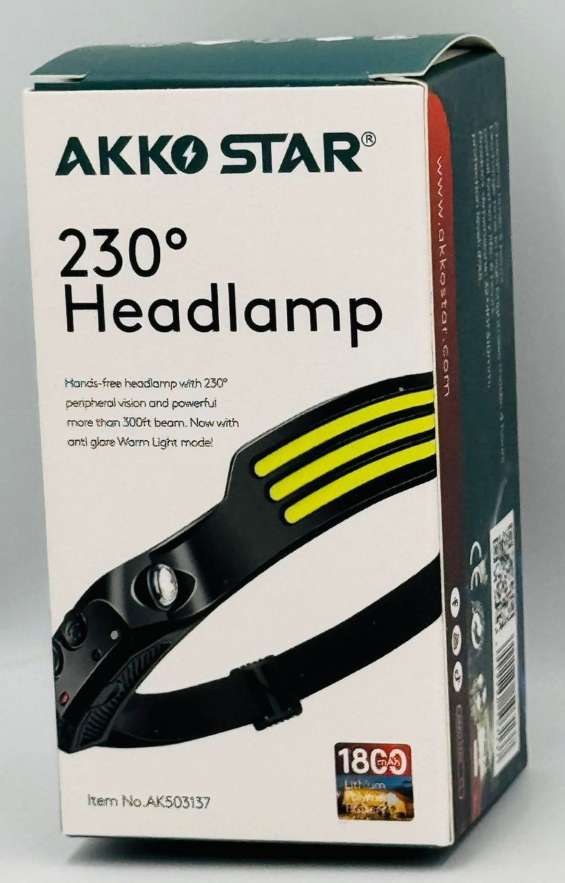 Lampe frontale à LED Rechargeable avec capteur de mouvement, projecteur pour le Camping, la course à pied et la randonnée 1800mAh