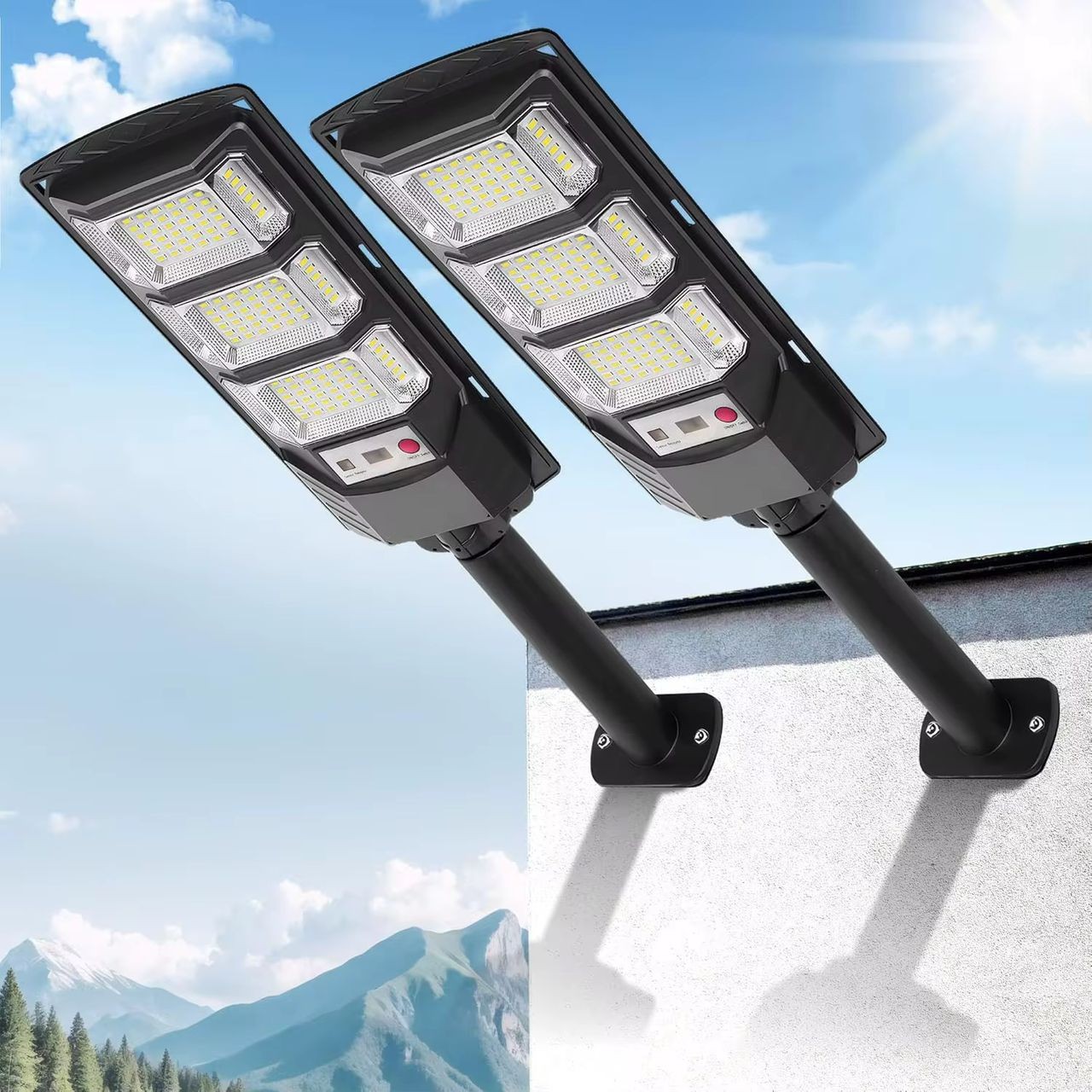 Lampadaires solaires d'extérieur, 6500K, étanches, avec détecteur de mouvement, éclairage crépusculaire pour allées et jardins
