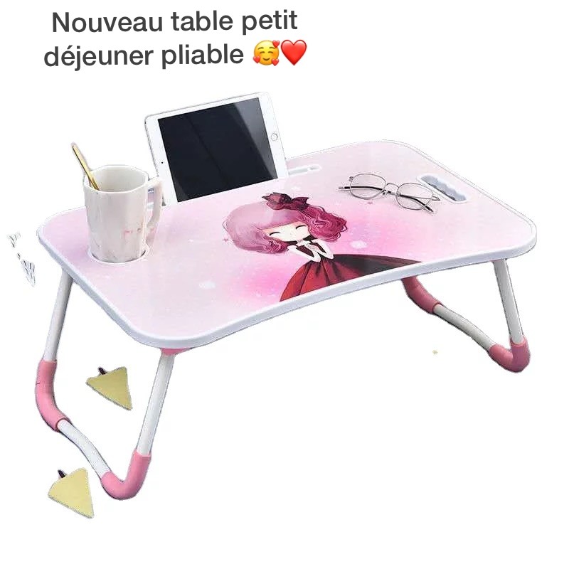 Bureau D'Ordinateur Table, Table D'ordinateur Portable Dortoir Desk, Dormitory Avec Petit Bureau, Lit Avec Table for Ordinateur Portable, Table Pliante Table D'appoint Réglable Avec 4 Roulettes Verrou
