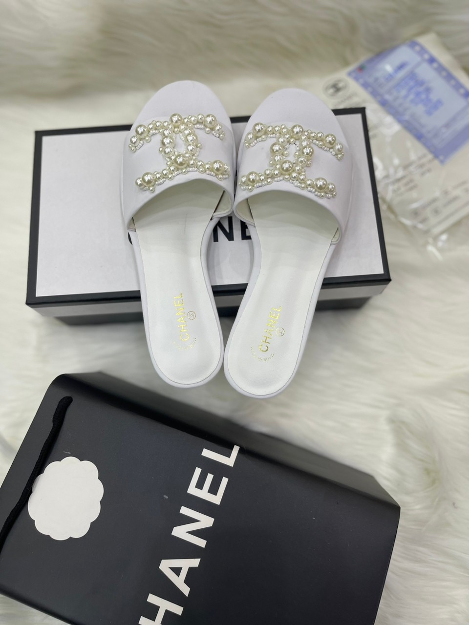 Pole Bon Etat Chanel CC Logo Sandales Mule Chanel Pour Femmes