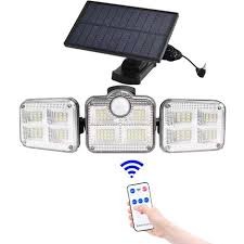 Lampe Solaire D'extérieur A 138 LED Avec Capteur De Mouvement, 3 Têtes D'éclairage A Grand Angle, Etanche, Avec Télécommande, Pour La Maison