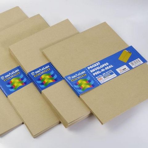 Paquet de 50 Enveloppes Kaki - Format A4 - Marron