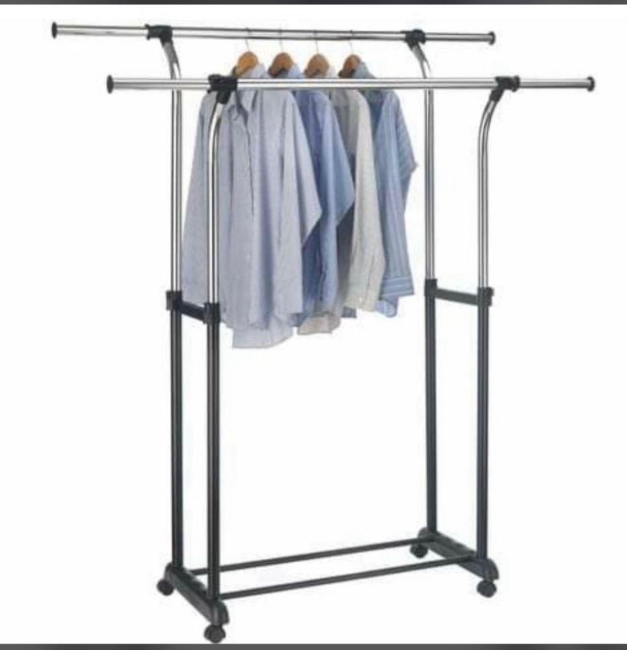 Portant A Vêtements YORK Penderie Double Sur Roulettes Vestiaires Mobile 2 Barres Réglables En Hauteur