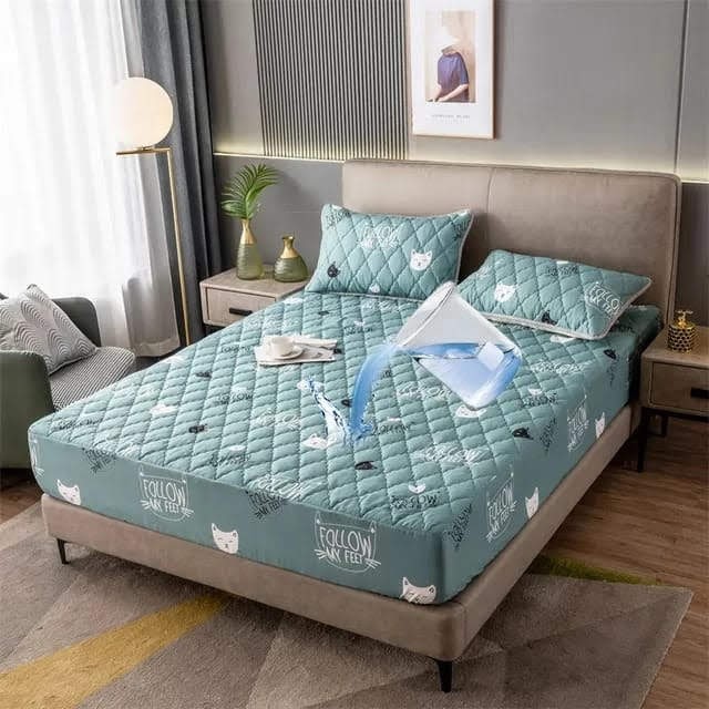 Drap  Housse  Matelassé  Imperméable À L’eau  Avec  2 Oreillettes