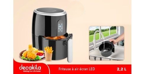 Friteuse Decakila,  2.2 Litres 8 Litres Air Fryer (Air Chaud), Easey Cleaning, Friteuse À Air Écran LED