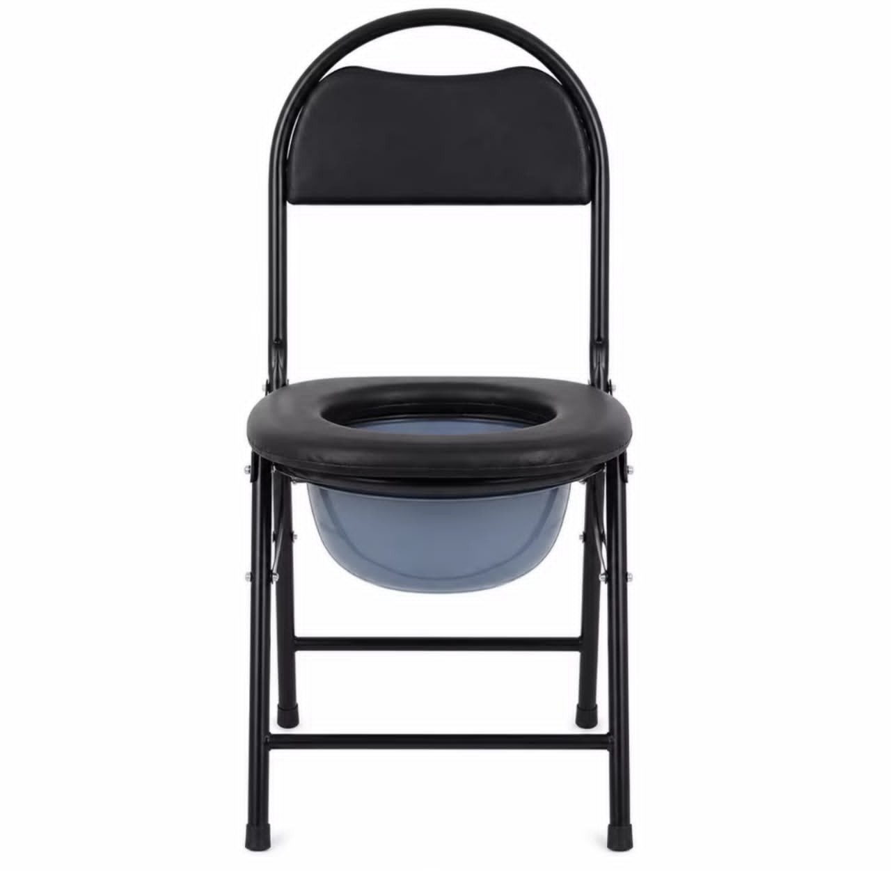 Chaise percée pliable – Siège de toilette robuste avec design étanche, seau et couvercle pour salle de bain