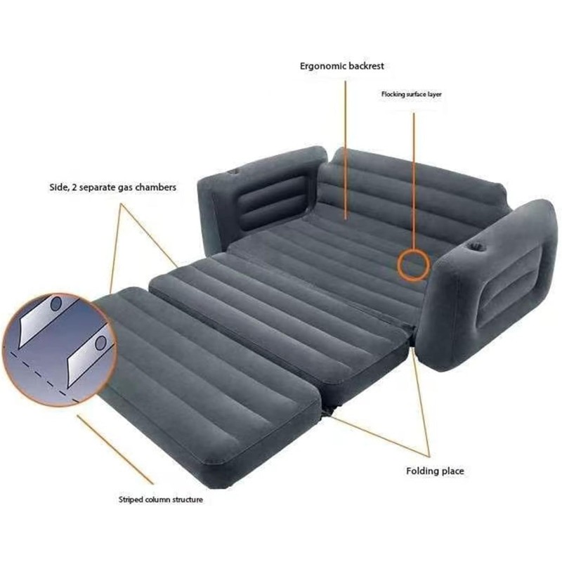 Canapé-lit gonflable nordique 2 Places pour adultes, fauteuil inclinable relaxant, dormeur convertible, grand canapé pliable, meubles de salon