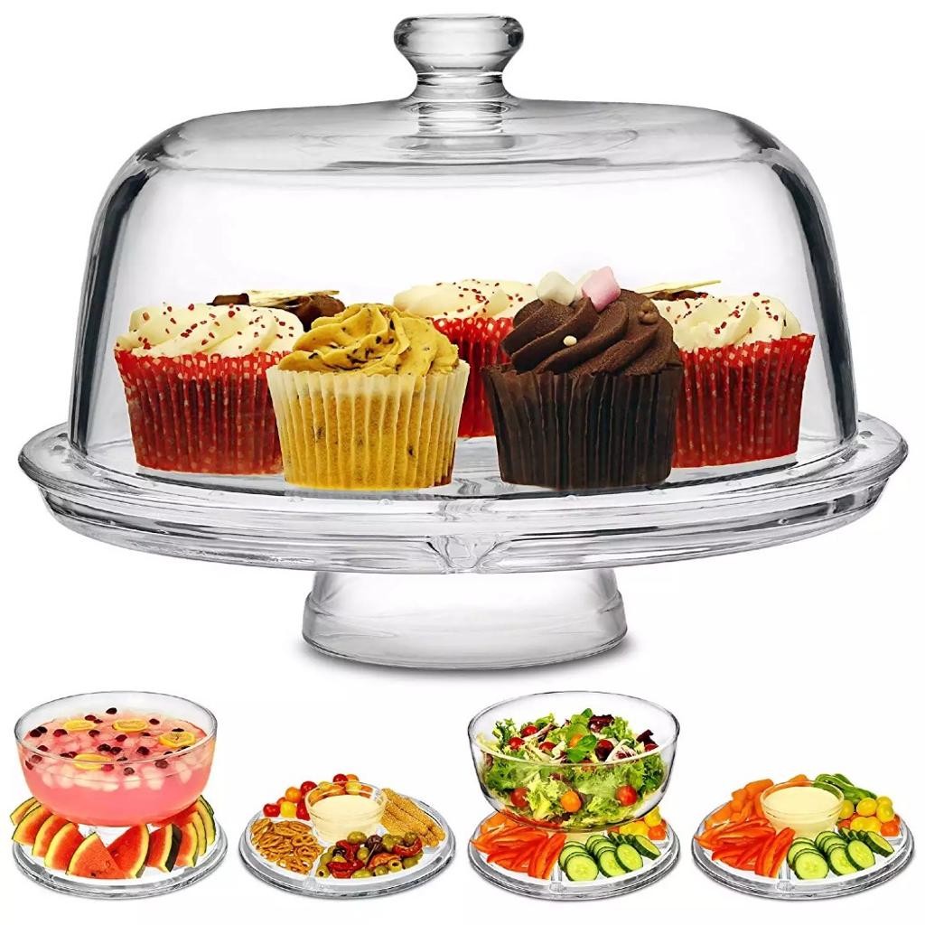 Support À Gâteau, Couvercle En Verre Transparent, Vitrine De Fruits À Dessert avec Couvercle, Plat À Bonbons Pâtisserie Moule À Gâteau, Décoration D'anniversaire De Mariage Plateau Haut