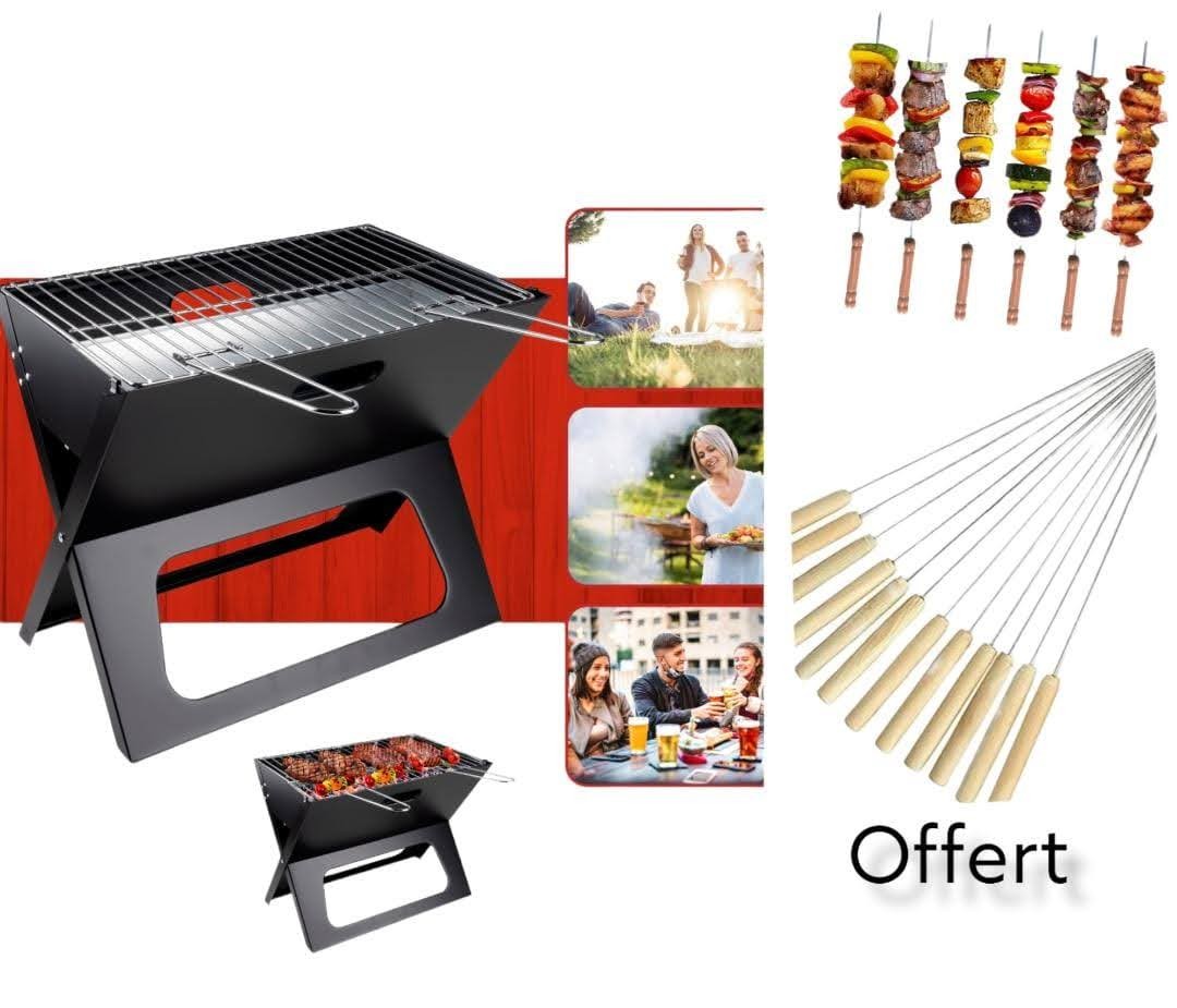 Barbecue à charbon plus pique brochettes offert