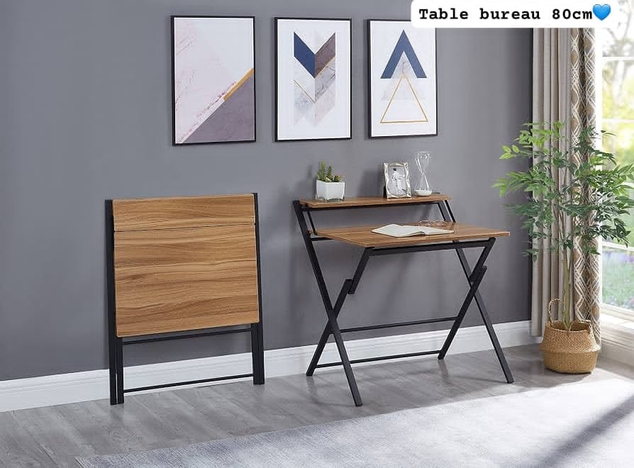Bureau pliant d'ordinateur pliable avec étagère pour écran, table d'écriture idéale pour les petits espaces, bureau à domicile, espace de travail, montage facile
