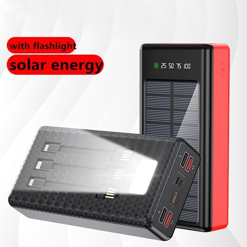 Batterie Solaire Portable Avec 3 Câbles, (10000 Et 20000)mAh, Power Bank, Etanche, Pour Xiaomi, Samsung, iPhone