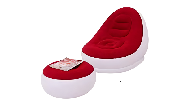 Canapé-Lit D'extérieur Gonflable Et Pliable Avec Repose-Pieds, En Tissu Floqué Doux Et Confortable, Pour Homme Et Femme Paresseux, Loisirs Créatifs