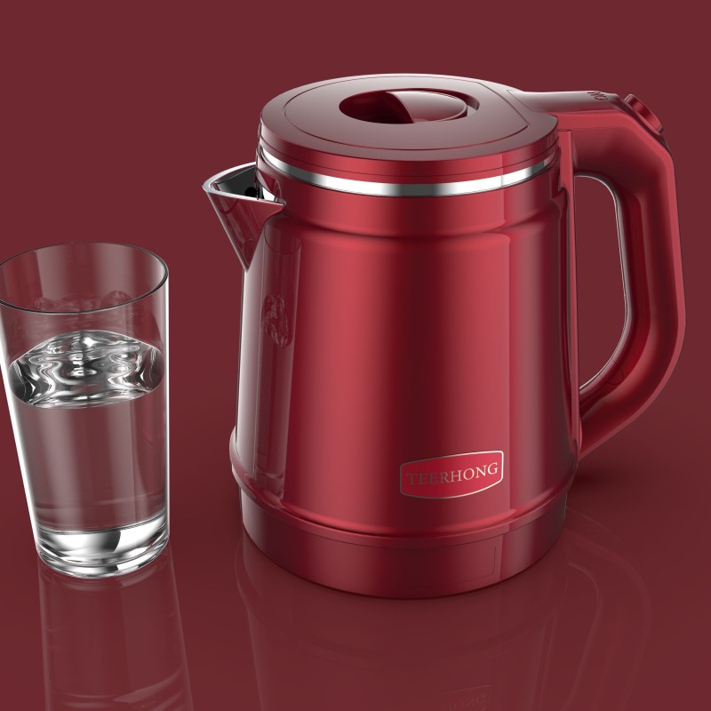 Meilleure vente Théière colorée 1,8 L Bouilloire électrique en acier inoxydable à double paroi Produit CKD Bouilloire en plastique