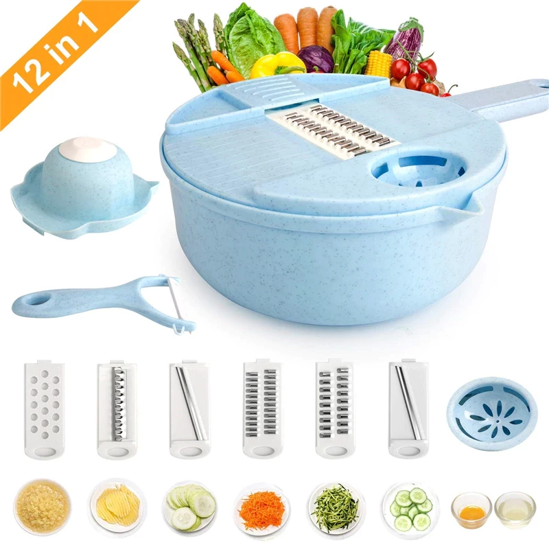 Accessoire De Cuisine 8 En 1 : Râpe, Eplucheur Légumes, Coupe-Légumes, Mandoline, Pour Couper, Eplucher