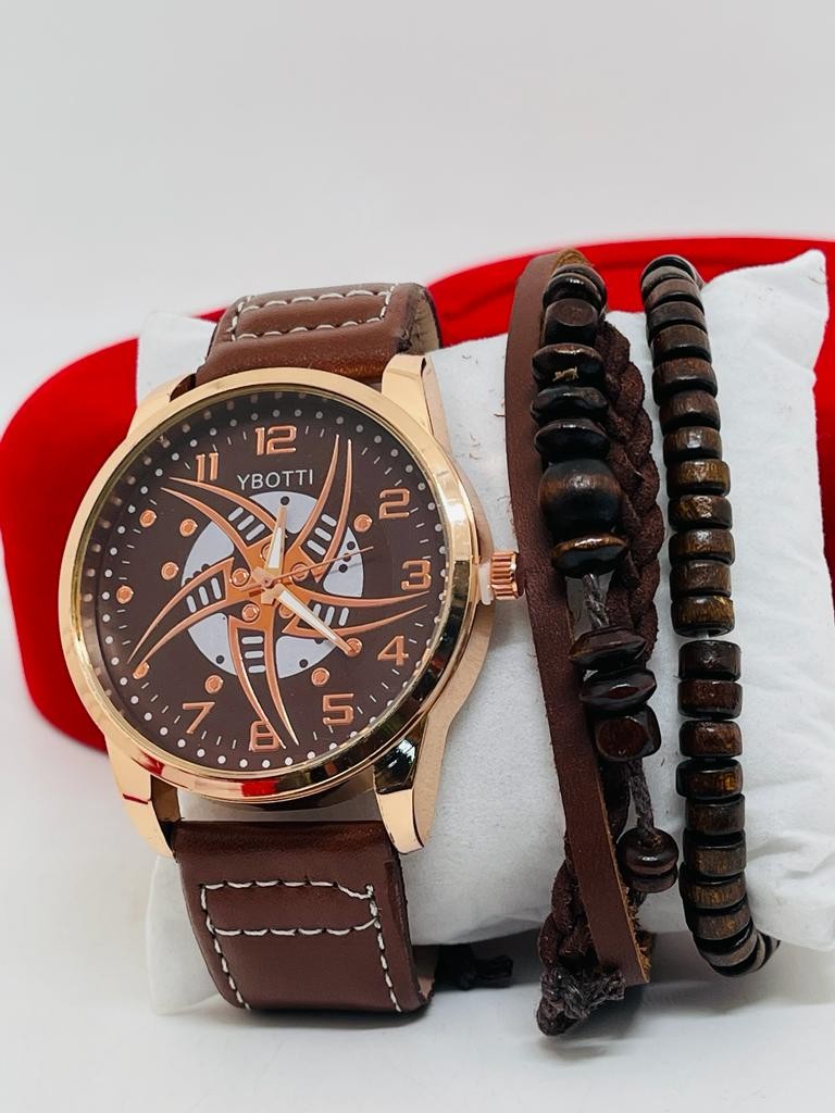 Ensemble 3 Pièces Montres Pour Hommes Avec Bracelets, Ensembles De Montres, Mode D'affaires, Montre À Pointeur Rond Décontracté Pour 03, Sports