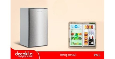 Réfrigérateur 90 Litres, Niveau Sonore 39 db, Avec Pied Réglable, Avec Poignée Encastrée