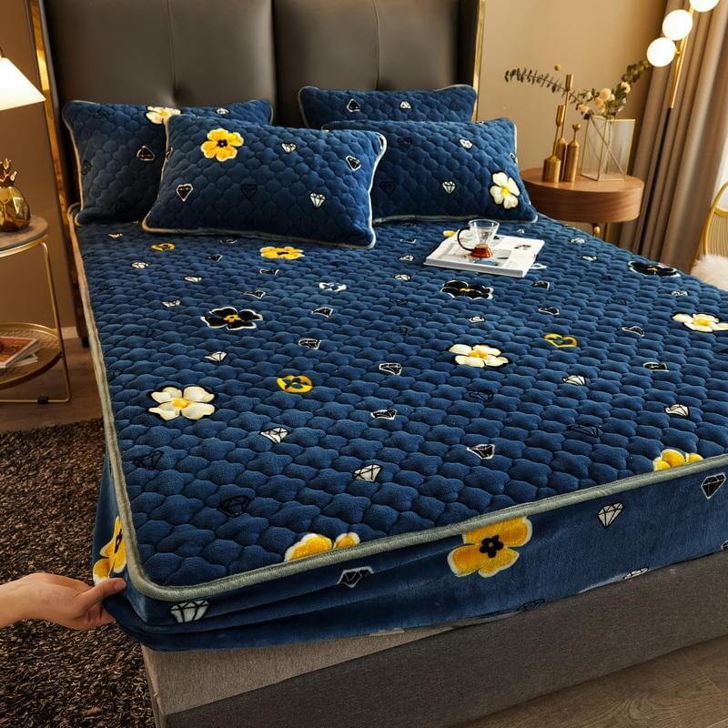 Drap De Lit Résistant À Poches Profondes Pour Matelas Double, Draps De Lit D'hiver En Flanelle Chaud En Peluche Epaisse Pour Chambre À Coucher, Appartement, Motif Pattes De Chien