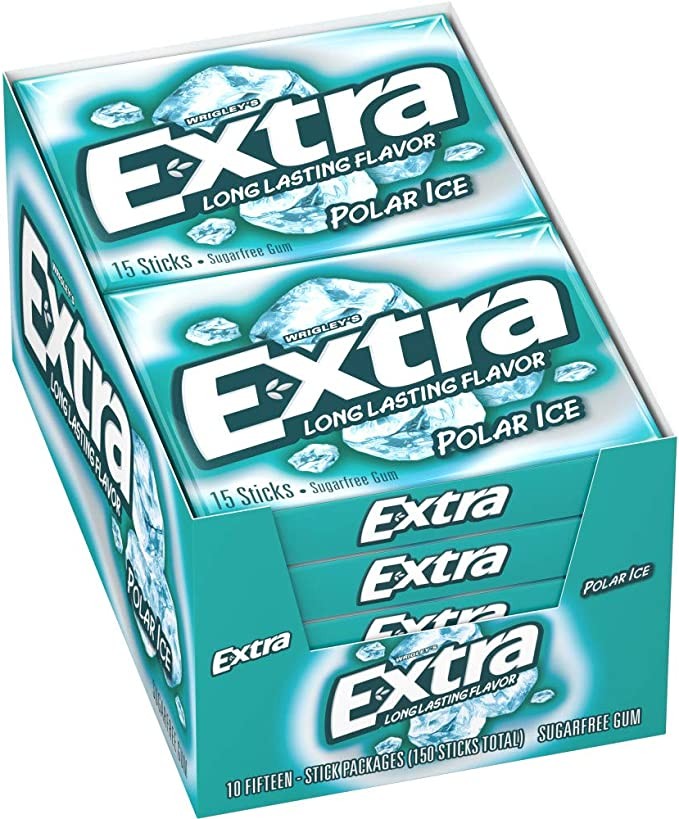 EXTRA Polar Ice Gomme Sans Sucre, 15 Bâtonnets