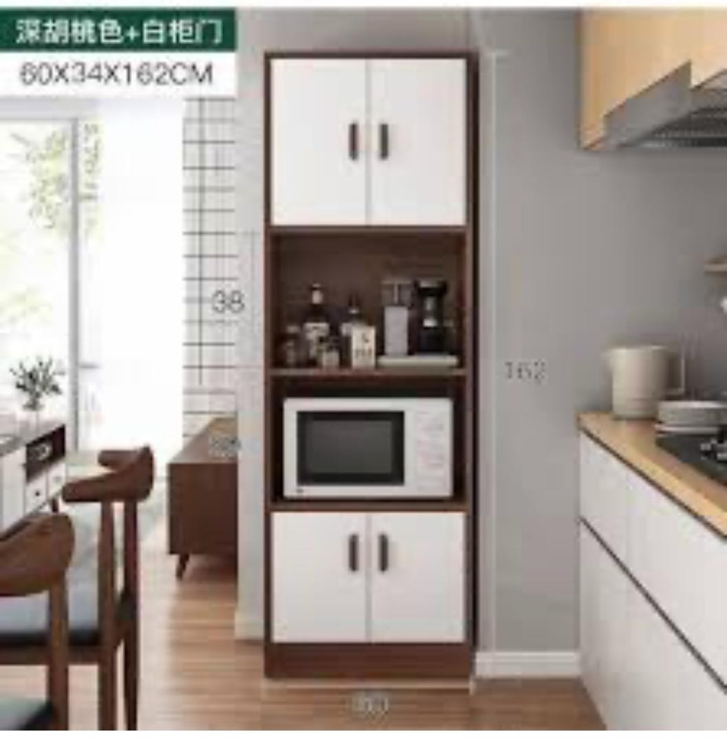 Étagère de cuisine Farmhouse Buffet en noyer pour micro-ondes