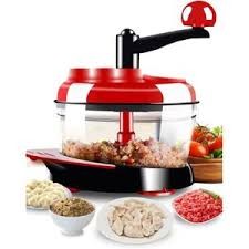 Robot Culinaire Avec Manivelle - 2L, Hachoir Manuel, Hachoir A Viande, Trancheur De Légumes Et Hachoir A Légumes, Mélangeur De Fruits Oignons, A 3 Lames