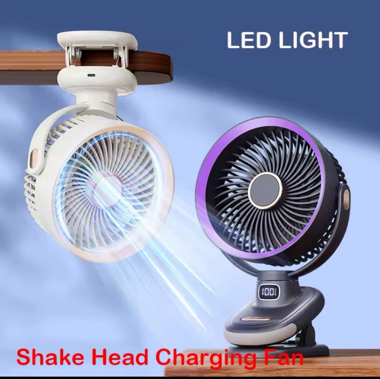 Ventilateur Solaire Portable à 5 Vitesses, 20000mAh, Silencieux, Rechargeable, pour Table, Camping en Plein