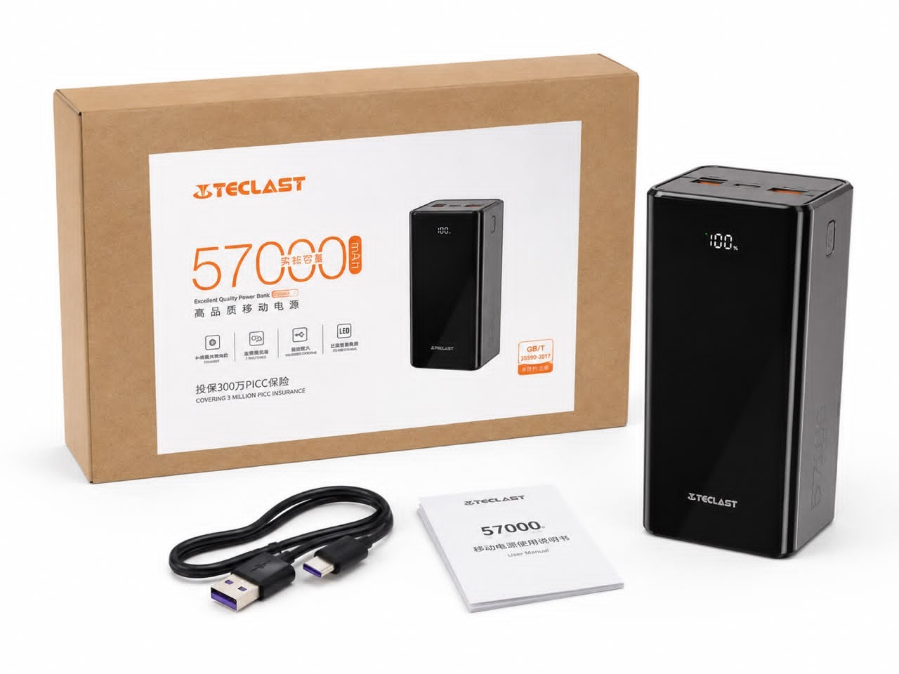 Power Bank Haute Capacité avec Écran LED-Batterie Externe TECLAST 57 000 mAh