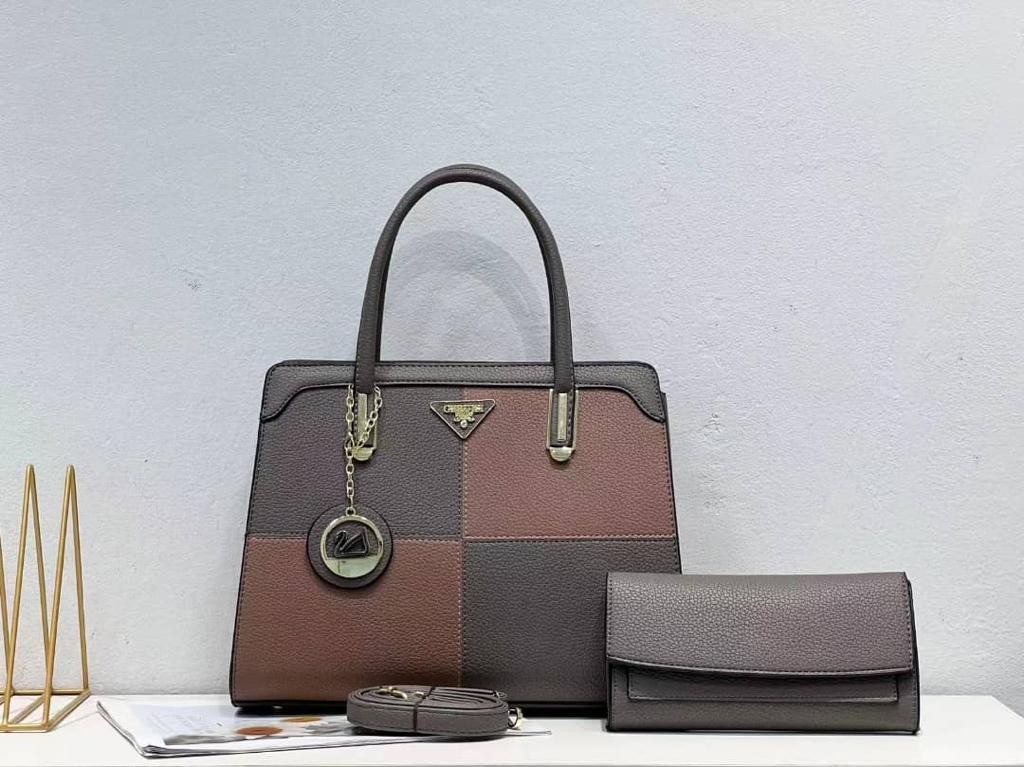 Ensemble Sac À Main 2 Pièces Bicolore En Cuir Pour Les Femmes Pour Les Dames Pour Les Grandes Cérémonies