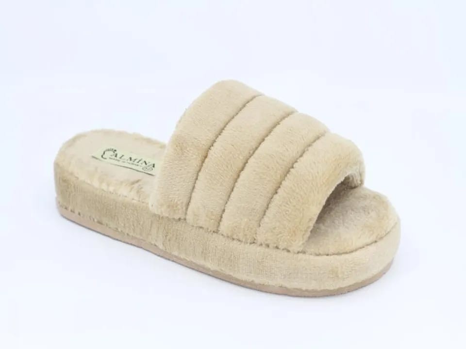 Pantoufle Pour Femme En Fourrure Ecologique Douce Et Fond Souple