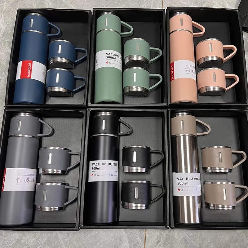 Ensemble De Tasses Thermos 4 Pièces Sous Vide En Acier Inoxydable À Double Couche, Bouteille Thermos À Eau, Tasse De Voyage Isolée Standard, Cadeaux D'affaires, Café, 500ml