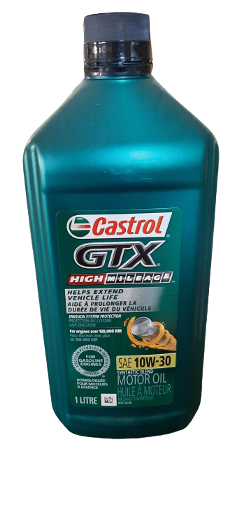 Castrol GTX High Mileage SAE 10W-30 -Aceite de motor sintético mezclado, Huile MoteuHuile mMoteur Synthétique Mélangéer, 1 Litres,