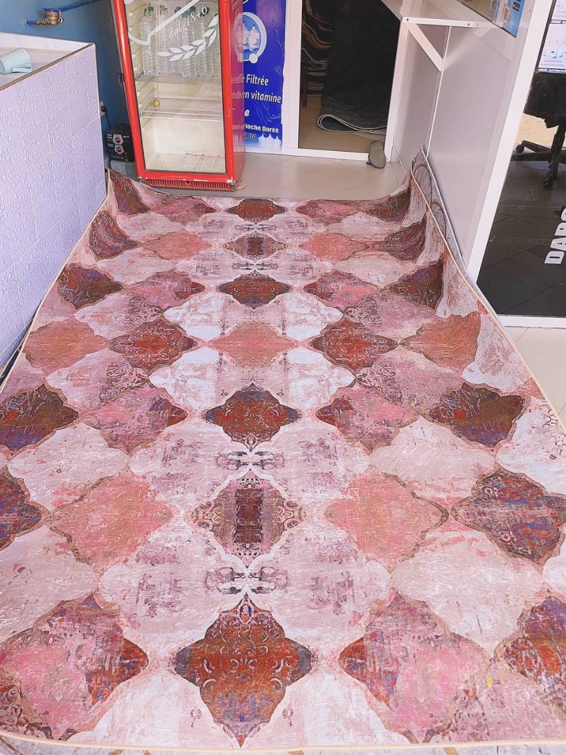 Tapis De Salon Chambre Design Moderne Gris Rouge Noir Blanc Géométrique Carreaux Moucheté Fin Doux Frise 2*3 Métre