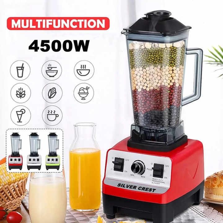 Mélangeur Multifonctions 4500W Commercial Silver Crest Blender, Mixeur Électrique Robuste Pour Smoothie, Presse-agrumes, Robot De Cuisine, En Acier Inoxydable