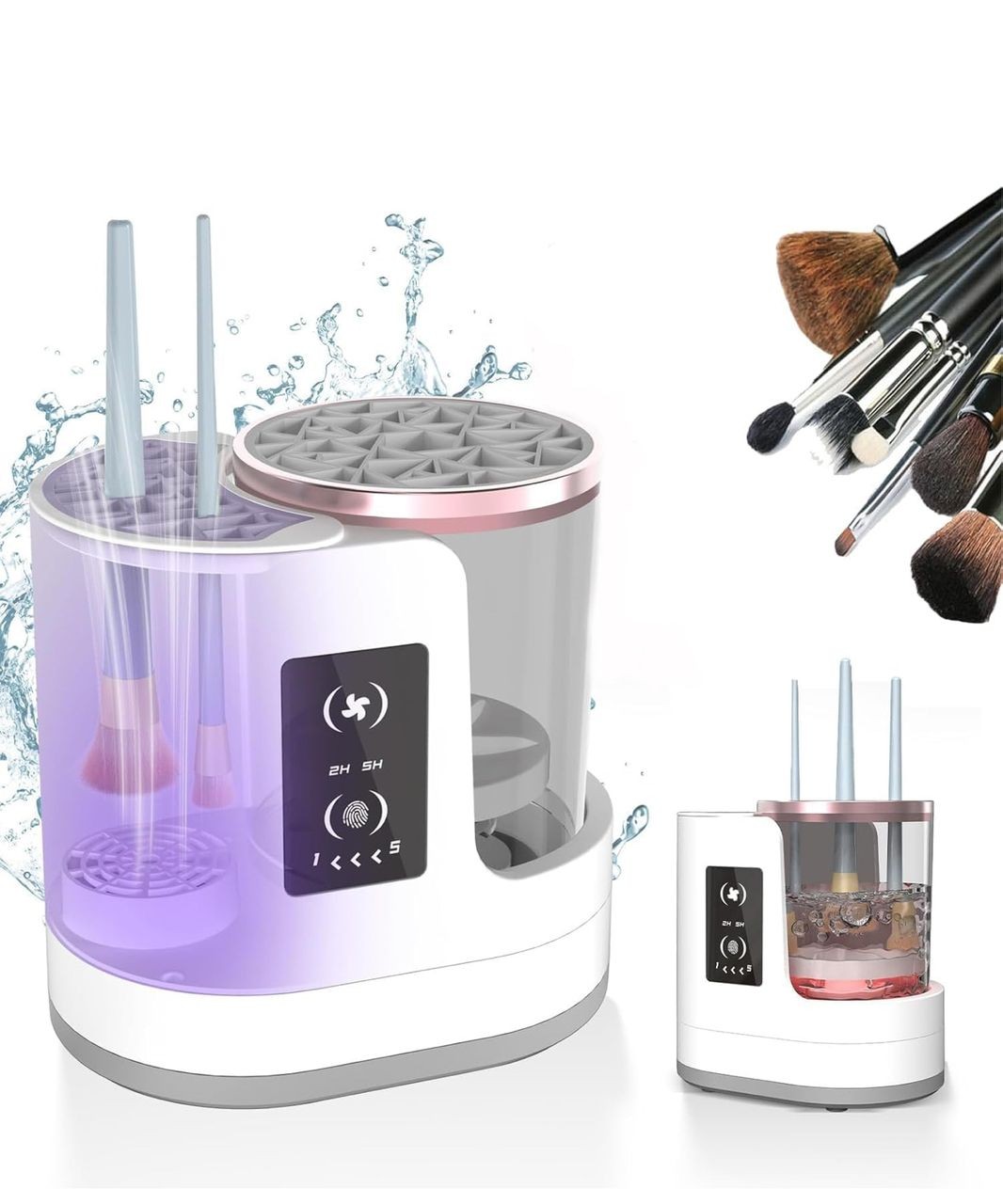 Nettoyant, machine de nettoyage de pinceaux de maquillage 3 en 1, nettoyant pour pinceaux de maquillage - séchoir