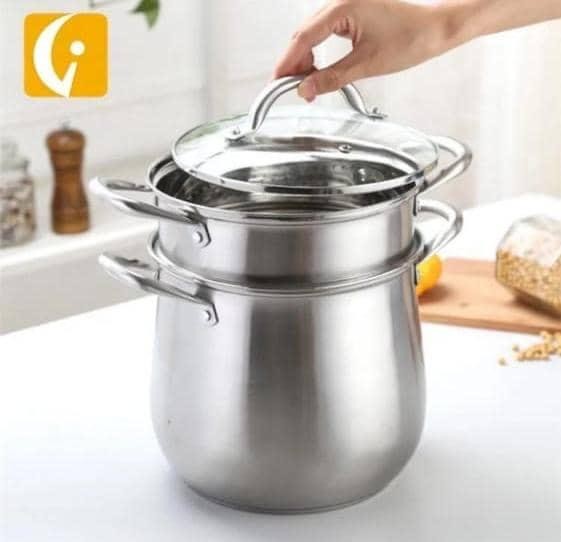 Marmite À Vapeur En Acier Inoxydable, Casserole De Grande Capacité, Trempée, Epaissie, Cuisinière Electromagnétique À Gaz.