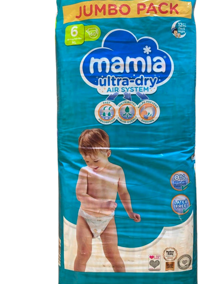 Lot De 60 Couches Ultra-sèches XL Taille 6 Mamia