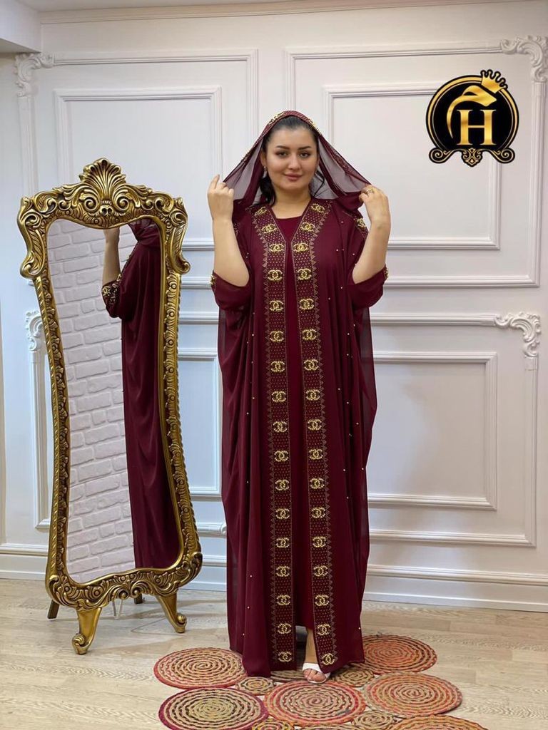 Robe Abaya Simple Couleur Rouge