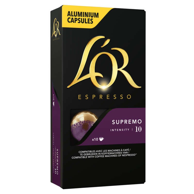 Espresso - Supremo - 10 Capsules Aluminium - Intensité- Café 52G L'Or